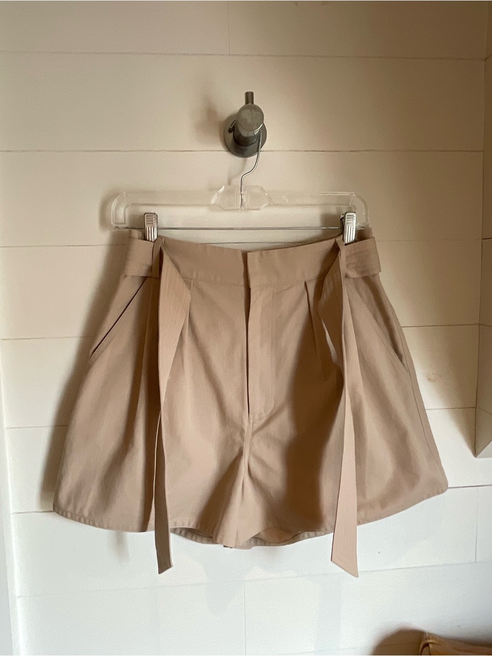 HUNTER BELL Tan High-Waist Tie-Waist Shorts